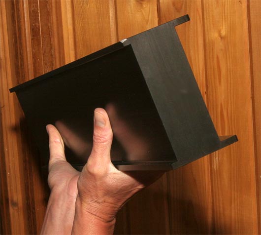 Neli holding one of the special HRS MXR equipment rack turntable-platform-support rails