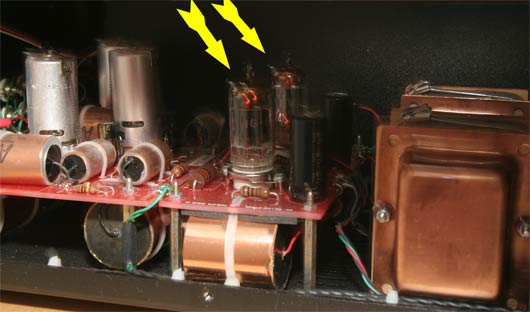 The location of the two output tubes in the M8