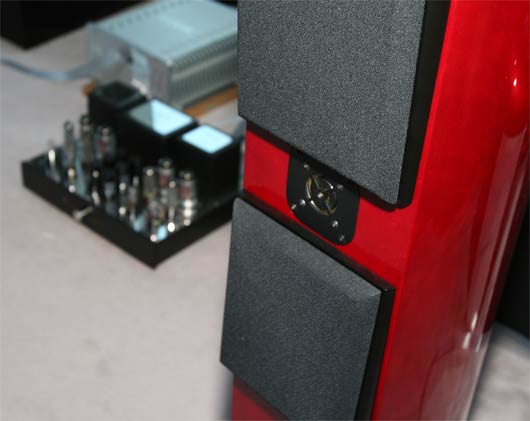 Acoustic Zen Agagio loudspeakers powered by Audio Aero Capitole 50 watt amplifier in main listening room