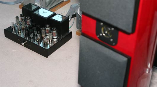 Acoustic Zen Agagio loudspeakers powered by Audio Aero Capitole 50 watt amplifier in main listening room