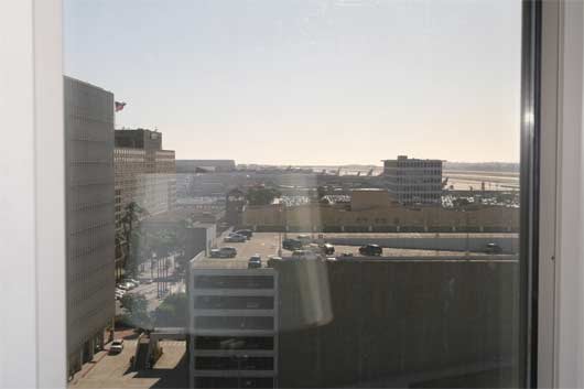 Picture looking through our hotel window